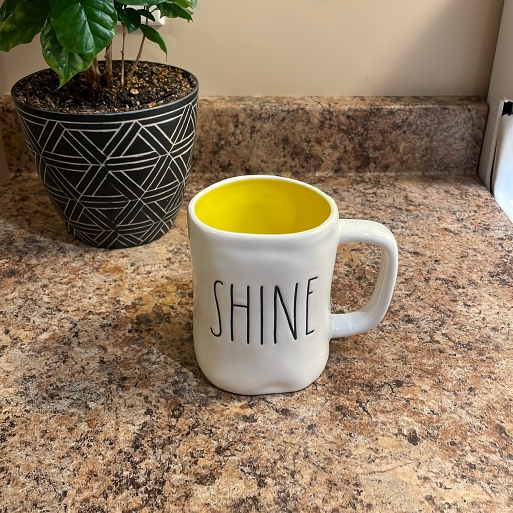 Rae Dunn White Mug with Yellow Interior - SHINE